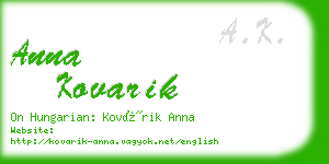 anna kovarik business card